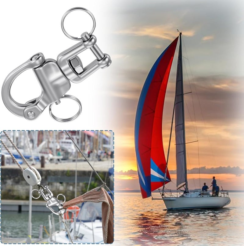 DOPENSPI 6 Pack Snap Shackle Sailing Halyard, 316 Stainless Steel Clevis Swivel Jaw Swivel Shackle Quick Release Snap Hook Snap Shackle for Sailboat Spinnaker Halyard Diving - Image 2